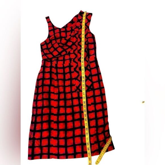 🔥 Marc by Marc Jacobs 100% Silk Sash Red Check Cocktail Dress Size 2 - Picture 13 of 13